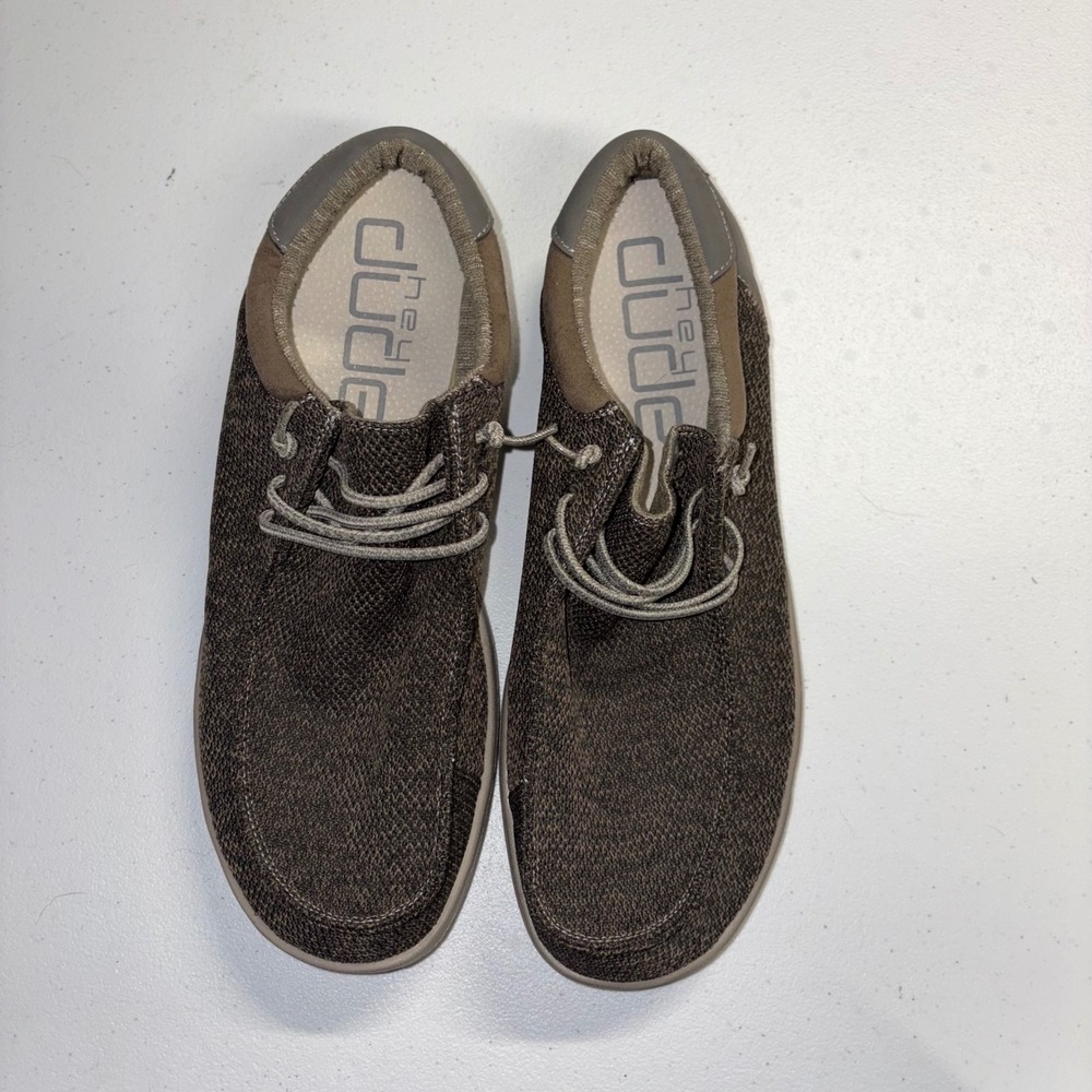 Hey Dude Paul Sox Thyme Brown Knit Slip On Loafers Mens Size 13 112348347